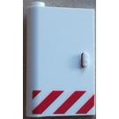 LEGO White Door 1 x 3 x 4 Left with Red and White Danger Stripes Sticker with Hollow Hinge (3193)