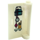 LEGO Weiß Tür 1 x 3 x 4 Links mit Sphygmomanometer, Radio Aufkleber mit hohlem Scharnier (58381)
