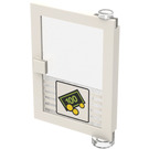 LEGO White Door 1 x 4 x 5 Right with Transparent Glass with Bill and Coins Sticker (73194)