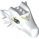 LEGO White Dragon Head with Dark Azure Eyes and Gold Tribal (26537)