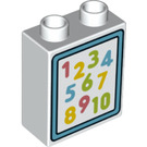 LEGO Weiß Duplo Backstein 1 x 2 x 2 mit numbers 1 - 10 mit Unterrohr (15847 / 65909)