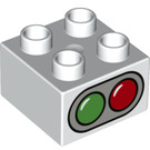 LEGO Duplo Wit Duplo Steen 2 x 2 met Rood en Green Traffic Lights (3437 / 77945)