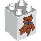 LEGO White Duplo Brick 2 x 2 x 2 with Brown teddy bear (31110 / 88270)