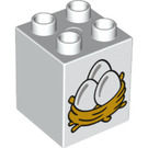 LEGO White Duplo Brick 2 x 2 x 2 with Eggs in nest (20339 / 31110)