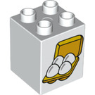 LEGO blanc Duplo Brique 2 x 2 x 2 avec Quatre Eggs dans Boîte (24972 / 31110)
