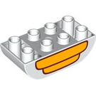LEGO White Duplo Brick 2 x 4 with Curved Bottom with Yellow Bee Hive Half (98224 / 101583)
