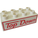 LEGO White Duplo Brick 2 x 4 with 'Top Down' (3011 / 89910)