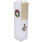LEGO White Duplo Column 2 x 2 x 6 with wreath and cloth hanging on the wall Sticker (6462)