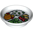 LEGO Weiß Duplo Dish mit Hähnchen, Rice, Broccoli und Strawberries und Orange (31333 / 74799)