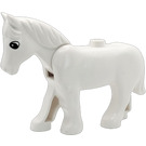 LEGO Duplo Weiß Pferd mit Movable Kopf mit Eye mit Klein Pupil (75725)