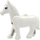 LEGO White Duplo Horse with Movable Head with Eyelashes