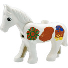 LEGO White Duplo Horse with Movable Head with Sun and Hand Prints