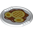 LEGO Weiß Duplo Platte mit Mickey Mouse Logo Waffle mit Syrup (27372 / 77963)