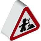 LEGO Duplo Wit Duplo Sign Triangle met Bouw Worker (42025 / 68010)