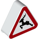 LEGO Wit Duplo Sign Triangle met Springen Deer (42025 / 46521)