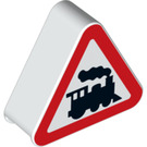 LEGO Weiß Duplo Sign Triangle mit Zug sign (13255 / 49306)