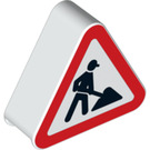 LEGO Weiß Duplo Sign Triangle mit Workman sign (13039 / 47727)