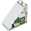 LEGO blanc Duplo Pente 2 x 4 x 3 (45°) avec Bunny, Flowerpot, Picture, Vase et Stars (49570 / 67276)