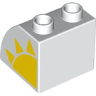 LEGO Duplo blanc Pente 45° 2 x 2 x 1.5 avec Incurvé Côté avec Sun La gauche (11170 / 101560)