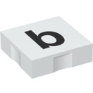 LEGO White Duplo Tile 2 x 2 with Side Indents with "b" (6309 / 48469)
