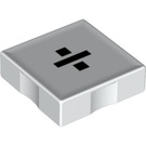 LEGO blanc Duplo Tuile 2 x 2 avec Côté Indents avec Division Sign (6309 / 48555)