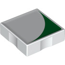 LEGO blanc Duplo Tuile 2 x 2 avec Côté Indents avec Green Inverse Trimestre Disc (6309 / 48778)