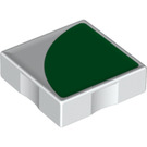LEGO blanc Duplo Tuile 2 x 2 avec Côté Indents avec Green Trimestre Disc (6309 / 48735)