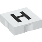 LEGO White Duplo Tile 2 x 2 with Side Indents with "H" (6309 / 48480)