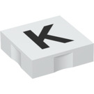 LEGO blanc Duplo Tuile 2 x 2 avec Côté Indents avec "K" (6309 / 48499)