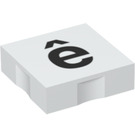 LEGO White Duplo Tile 2 x 2 with Side Indents with Letter e with Circumflex (6309 / 48655)