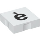 LEGO White Duplo Tile 2 x 2 with Side Indents with Letter e with Grave (6309 / 48653)