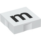 LEGO blanc Duplo Tuile 2 x 2 avec Côté Indents avec "m" (6309 / 48527)