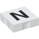 LEGO blanc Duplo Tuile 2 x 2 avec Côté Indents avec "N" (6309 / 48529)