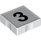 LEGO blanc Duplo Tuile 2 x 2 avec Côté Indents avec Number 3 (14443 / 48502)