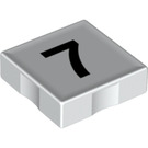LEGO blanc Duplo Tuile 2 x 2 avec Côté Indents avec Number 7 (14447 / 48506)