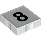 LEGO blanc Duplo Tuile 2 x 2 avec Côté Indents avec Number 8 (14448 / 48507)