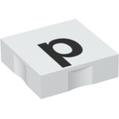 LEGO blanc Duplo Tuile 2 x 2 avec Côté Indents avec "p" (6309 / 48543)