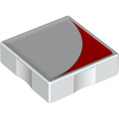 LEGO blanc Duplo Tuile 2 x 2 avec Côté Indents avec rouge Inverse Trimestre Disc (6309 / 48661)