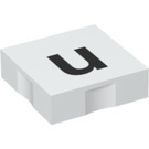 LEGO White Duplo Tile 2 x 2 with Side Indents with "u" (6309 / 48560)