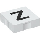 LEGO White Duplo Tile 2 x 2 with Side Indents with "Z" (6309 / 48589)