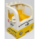 LEGO White Duplo Truck Cab with Yellow Bottom with front and side Sticker (48124)