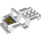 LEGO White Duplo Vehicle Body for Jeep with Yellow Headlights with "Zoo" and zebra stripes (13856 / 98189)