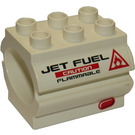 LEGO White Duplo Watertank with 'JET FUEL', 'CAUTION', 'FLAMMABLE' and flame Sticker (6429)