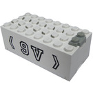 LEGO White Electric 9V Battery Box 4 x 8 x 2.3 with Cover with "9V" (73955)