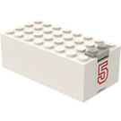LEGO blanc Electric 9V Battery Boîte 4 x 8 x 2.333 Cover avec '5' Autocollant (4760)