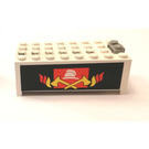 LEGO White Electric 9V Battery Box 4 x 8 x 2.333 Cover with Fire Sticker (4760)