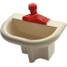 LEGO Wit Fabuland Washbasin met Rood Kraan