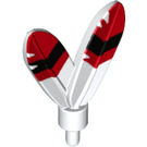 LEGO White Feathers Plume with Small Pin with Red and Black Tips (25189 / 30126)