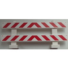 LEGO Weiß Zaun 1 x 8 x 2 mit rot und Weiß Danger Streifen, Ecke Weiß Aufkleber (6079)