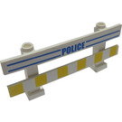 LEGO White Fence 1 x 8 x 2 with yellow warning blocks and blue police Sticker (6079)